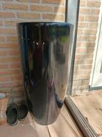 Hoge zwarte bloempot, Tuin en Terras, Ophalen, Gebruikt, Rond, Kunststof