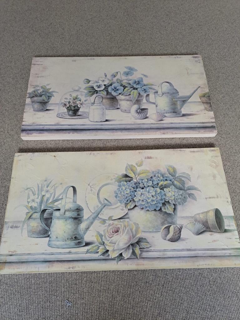 2 schilderijen landelijk 75x40 cm, Antiek en Kunst, Ophalen