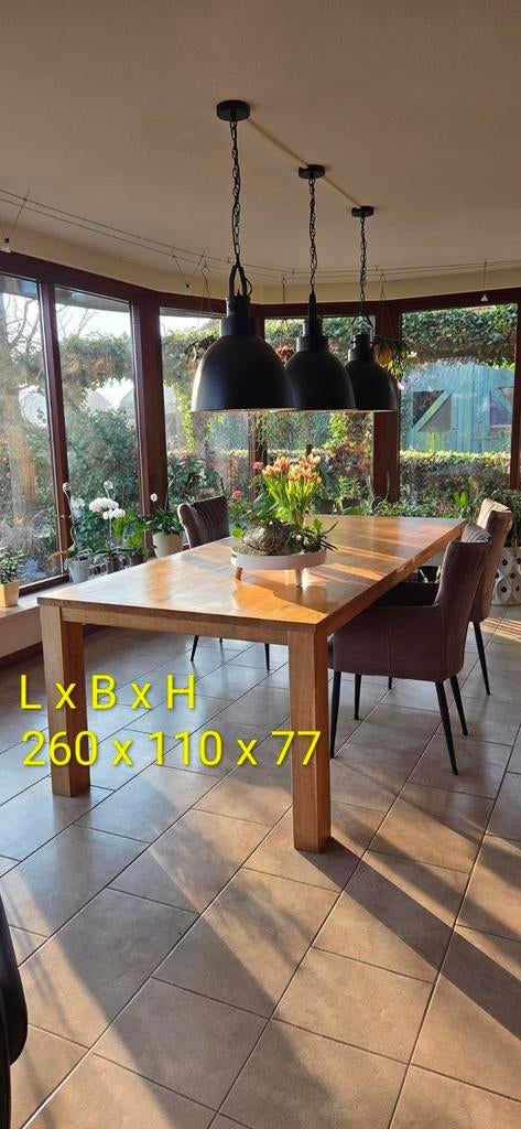 Prachtig mooie grote tafel: 260 x 110 x 77., Ophalen, 200 cm of meer, 50 tot 100 cm, Zo goed als nieuw
