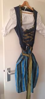 Traditionele Dirndl Jurk - Blauw met Groene accenten, Maat 38/40 (M), Blauw, Ophalen of Verzenden, Onbekend
