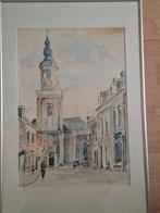Aquarel Grote Kerk Almelo, oud stadsgezicht, Antiek en Kunst, Kunst | Schilderijen | Klassiek, Ophalen