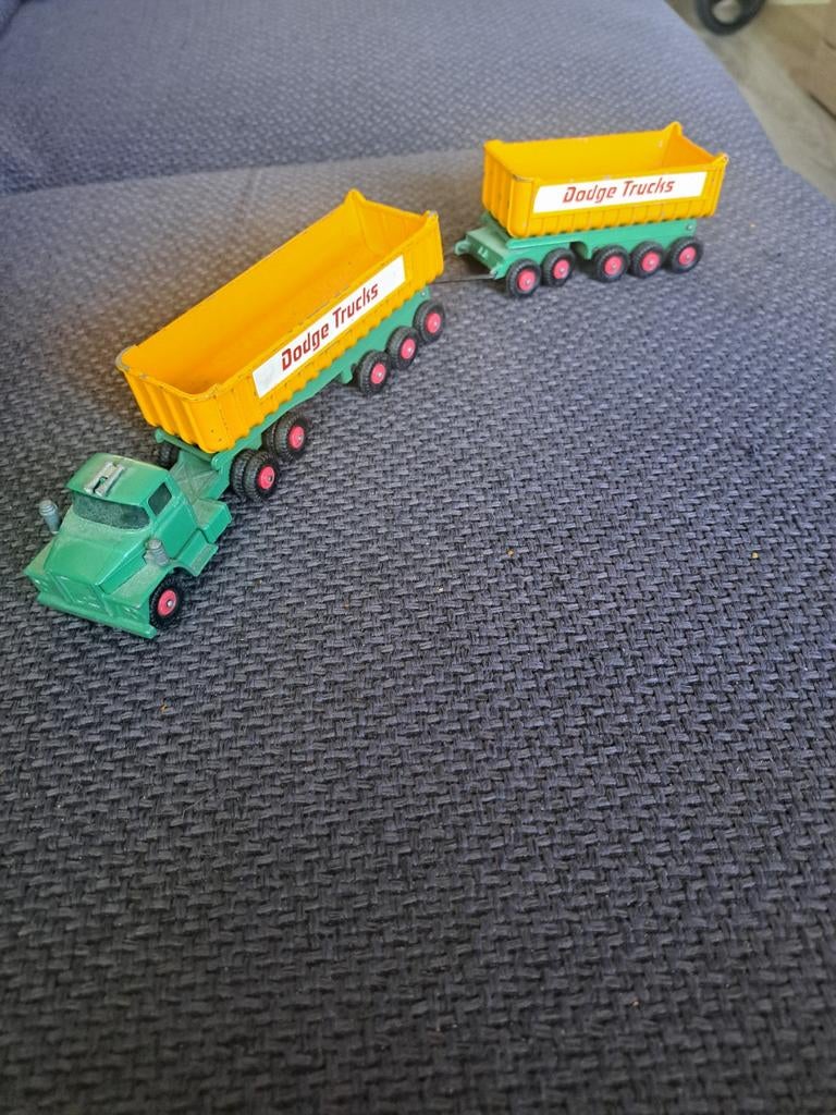 Matchbox lesney model dodge met aanhanger, England, Ophalen of Verzenden, N.b, Bus of Vrachtwagen