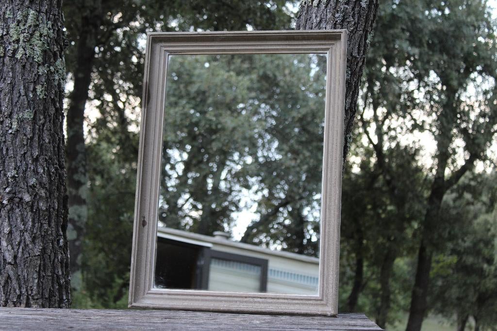 Brocante - Bijzondere & sobere spiegel!, Ophalen, Minder dan 50 cm, Gebruikt, Minder dan 100 cm