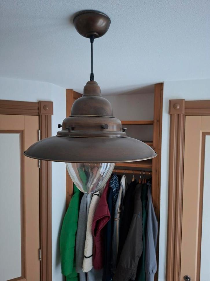 2 Bruine Scheepslampen - Diameter 50cm, Hoogte 55cm, Huis en Inrichting, Lampen | Hanglampen, Ophalen