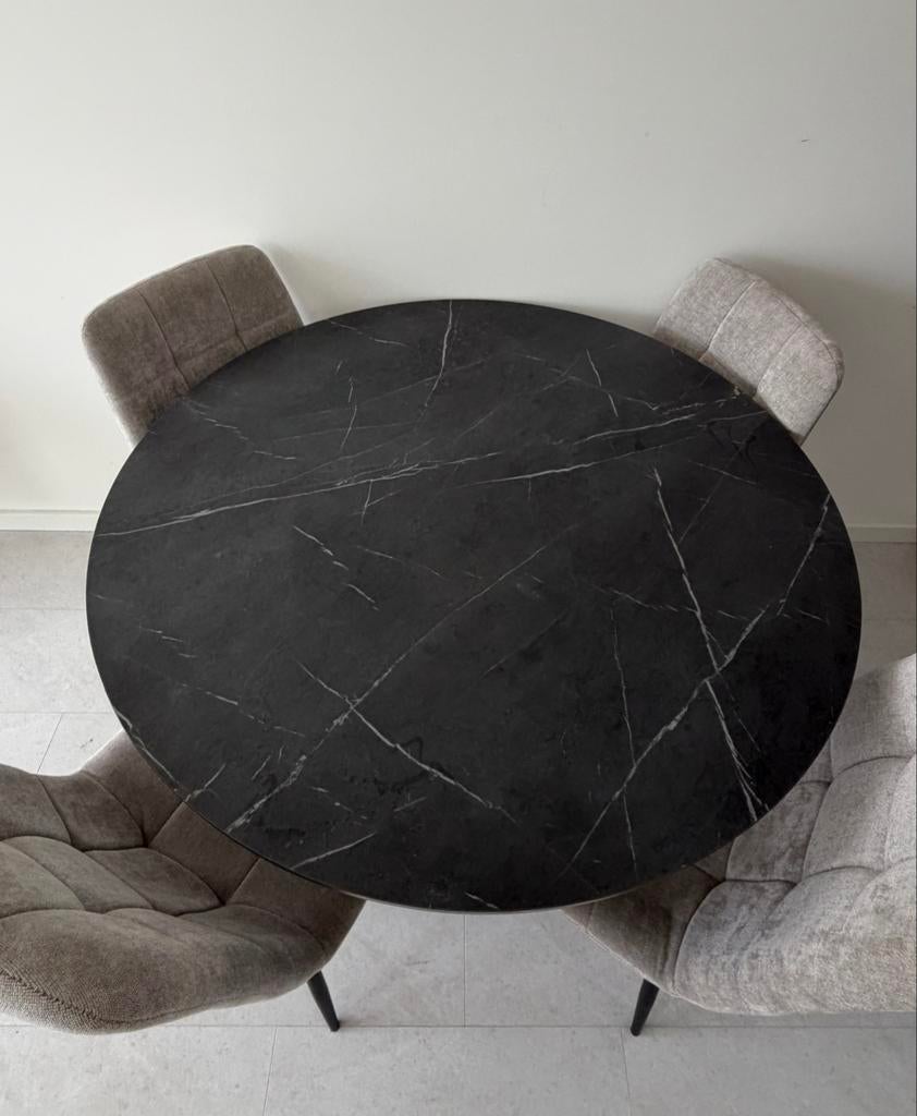 MARIEDAMM Tafel, zwart marmerpatroon, 105 cm, Ophalen, Overige materialen, Gebruikt, 100 tot 150 cm