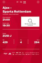 Ajax -Sparta  2tickets vak 429, Tickets en Kaartjes, Sport | Voetbal, Twee personen, December
