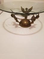 Vintage Bronzen  & glazen fruitschaal schaal, Ophalen of Verzenden, Brons