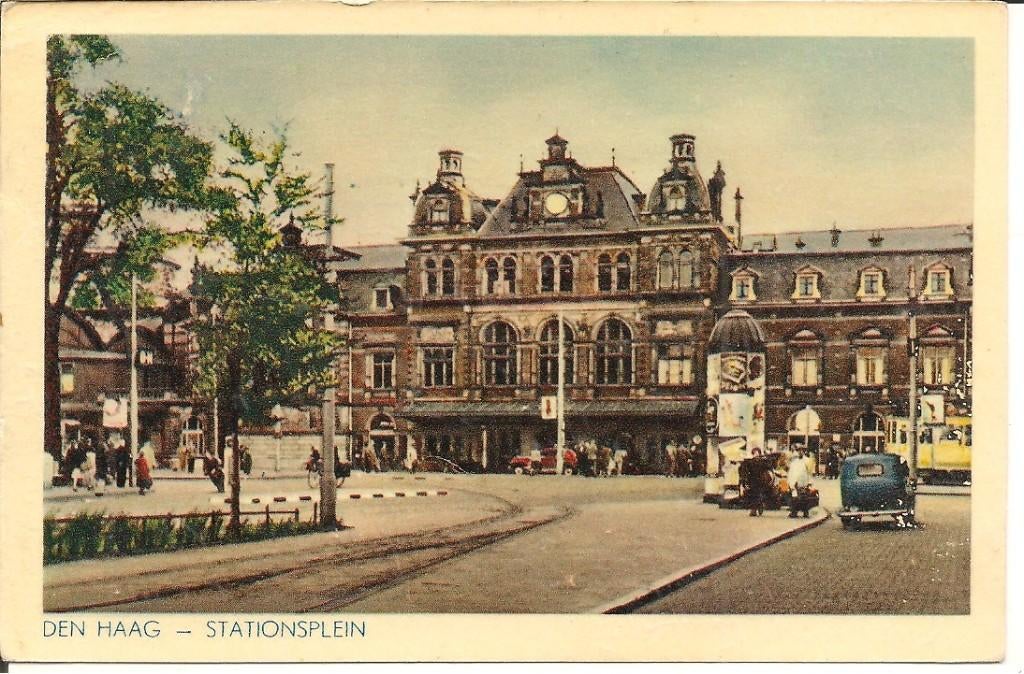 Den Haag Stationsplein., Verzamelen, Ophalen of Verzenden, 1940 tot 1960, Gelopen, Zuid-Holland