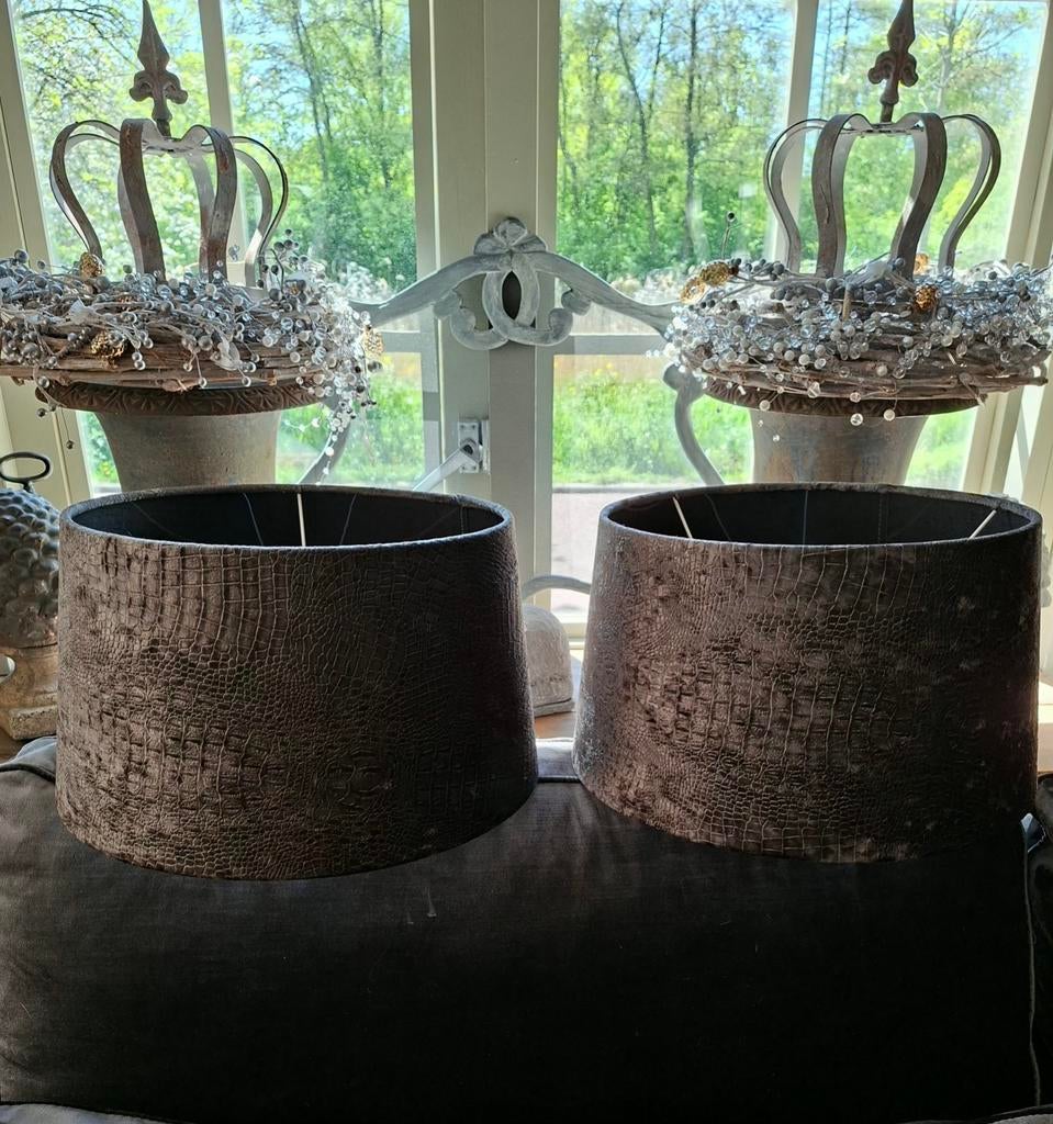 2x Mooie croco velvet lampekappen, Ophalen of Verzenden, Nieuw, Rond, Minder dan 25 cm