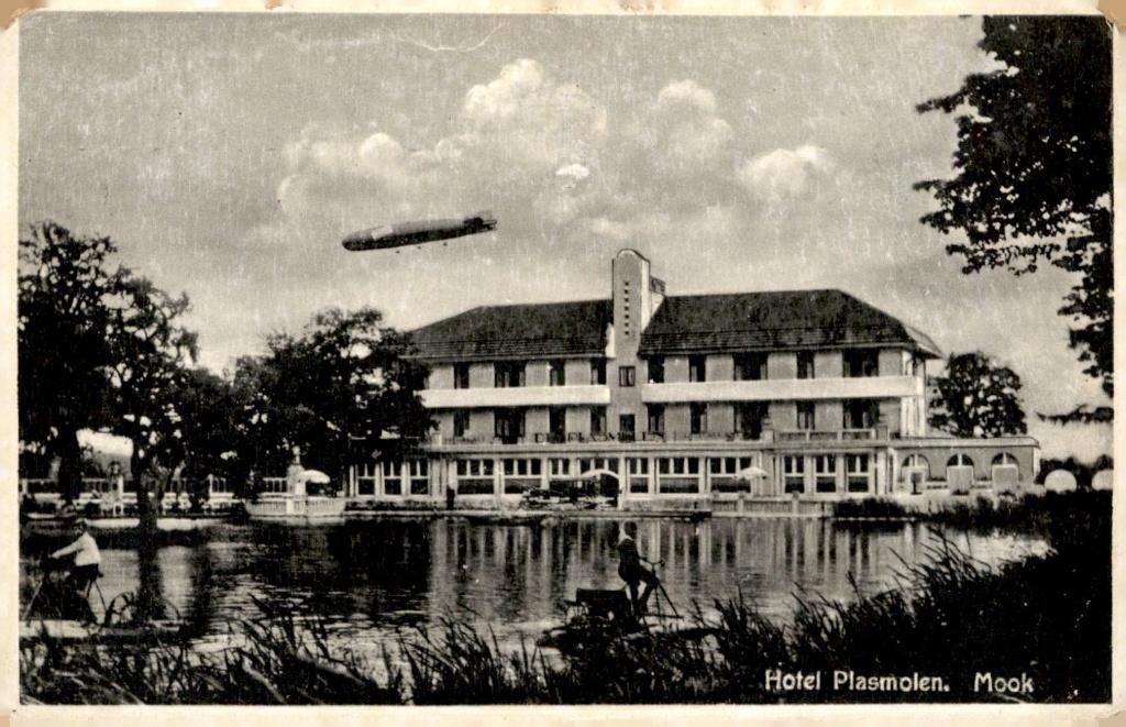 Mook Hotel Plasmolen met Zeppelin # 360, Verzenden, 1940 tot 1960, Ongelopen, Noord-Brabant