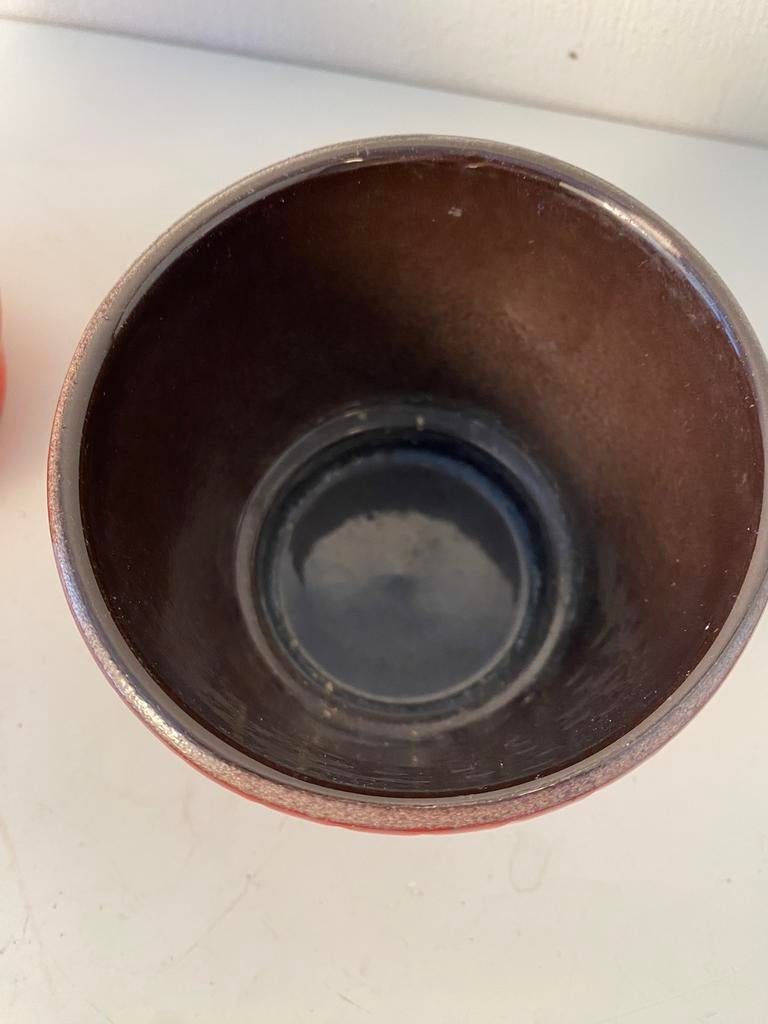 Set Fohr rode keramiek bloempotten , jaren 70, Gebruikt, Duitsland, Rond, Binnen