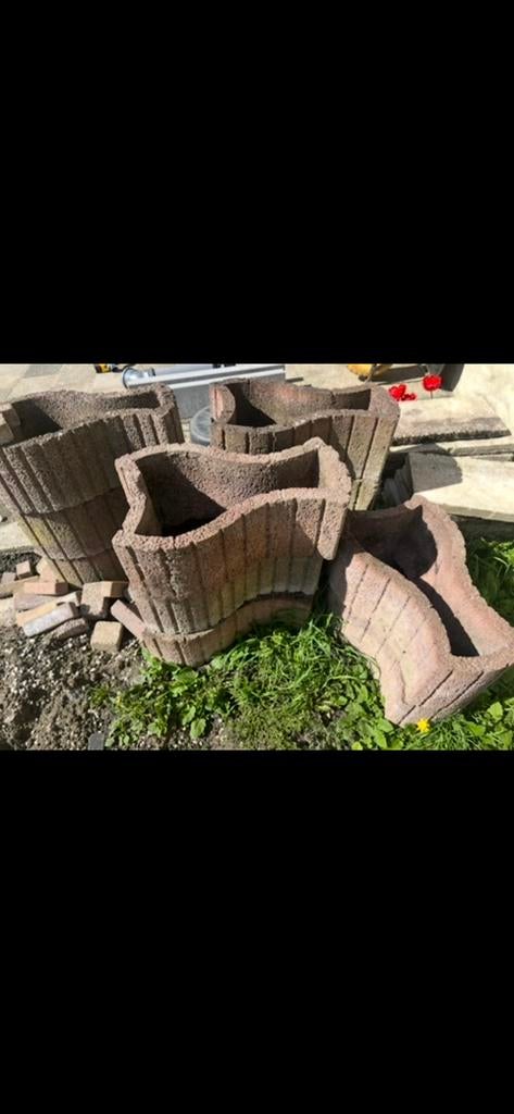 12 Betonnen stapelbare bloembakken voor tuin of terras, Tuin en Terras, Bloembakken en Plantenbakken, Gebruikt, Beton, Tuin, 30 tot 60 cm