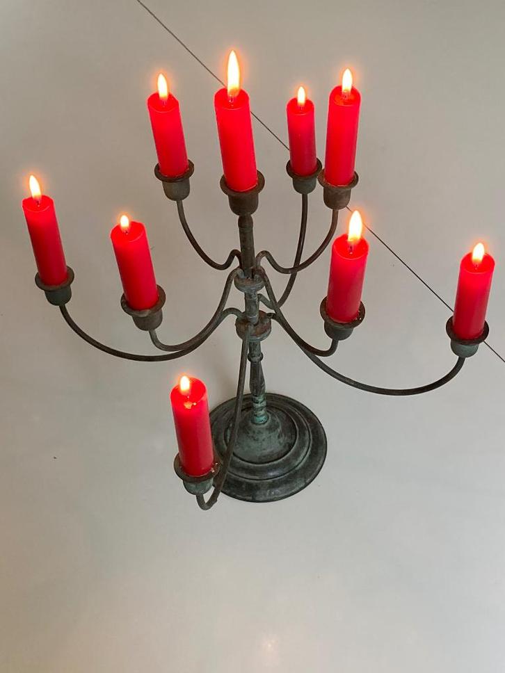 Sfeervolle 9-armige kandelaar > voor op de KERSTTAFEL, Huis en Inrichting, Woonaccessoires | Kandelaars en Kaarsen, Gebruikt, Kandelaar