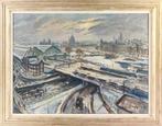 Jan Sluijters jr 1914-2005 == CS AMSTERDAM in de winter, Antiek en Kunst, Kunst | Schilderijen | Klassiek, Ophalen