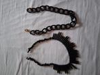 Halsketting, Sieraden, Tassen en Uiterlijk, Kettingen, Ophalen of Verzenden, Zo goed als nieuw, Zwart, Steen of Mineraal