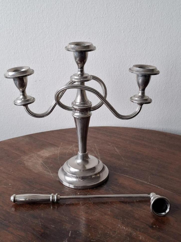 Kandelaar verzilverd, Antiek en Kunst, Antiek | Kandelaars, Zilver, Verzenden
