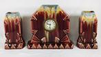 Faiencerie Thulin Art Deco keramiek Mantelset klok LaMinerve, Antiek en Kunst, Verzenden