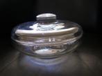 Mooie glazen koekjesschaal / schaal met deksel; 21 cm., Glas, Schaal, Rond, Ophalen of Verzenden