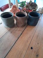 Lederlook bloempotten 3 stuks, Rond, Ophalen of Verzenden, Zo goed als nieuw, Aardewerk
