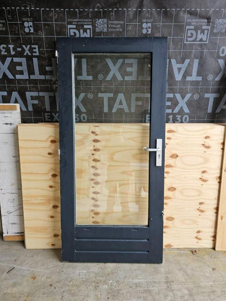 Buitendeuren met beslag, Doe-het-zelf en Verbouw, Deuren en Horren, Gebruikt, Buitendeur, 200 tot 215 cm, 80 tot 100 cm, Glas