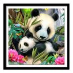 Diamond painting panda beren 40 x 40 cm vol rond, Nieuw, Ophalen of Verzenden