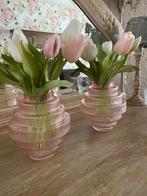 Trapeze ribbel vaas. 16,5 hoog en 15 cm diameter, Overige kleuren, Nieuw, Ophalen of Verzenden, Glas