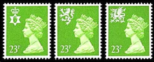 REGIONALS E.II. 23p. Decimal Machin frankeerzegels, 3 Variët, Postzegels en Munten, Postzegels | Europa | UK, Postfris, Verzenden