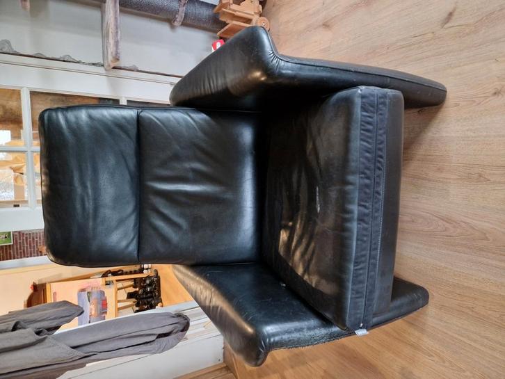 Perida fauteuil, beukenhout met leer, Huis en Inrichting, Fauteuils, Gebruikt, Hout, Leer, 75 tot 100 cm, 75 tot 100 cm, Ophalen