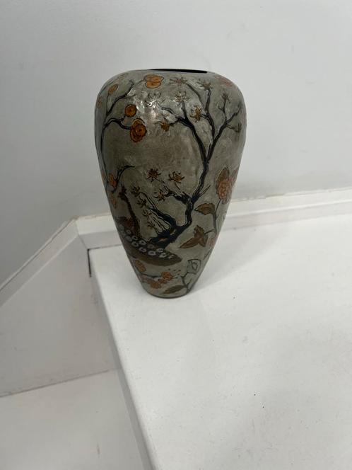Antieke Vaas met Pauw en Bloemen, Antiek en Kunst, Antiek | Vazen, Ophalen
