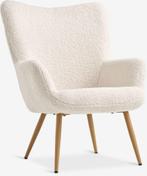 JYSK Fauteuil HUNDESTED off-white teddy/eiken kleur, Huis en Inrichting, Fauteuils, Ophalen, Gebruikt, Stof
