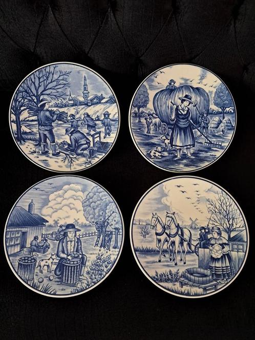 4 jaargetijden Royal Delfts Blauw Holland, Antiek en Kunst, Antiek | Wandborden en Tegels, Ophalen of Verzenden