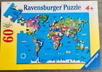 Wereld puzzel 60stukjes, Ophalen of Verzenden, Meer dan 50 stukjes, Gebruikt