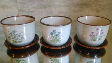 Vintage bloempotten botanica porselein 11cm 3stuks beschikbaar voor biedingen