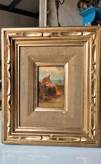 Vissersvrouw. Olieverf op hout in vergulde lijst, 19e eeuw., Antiek en Kunst, Kunst | Schilderijen | Klassiek, Verzenden