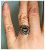 Zilveren art deco-ring met markasiet maat 17 mm, Verzenden, 17 tot 18, Dame, Zilver