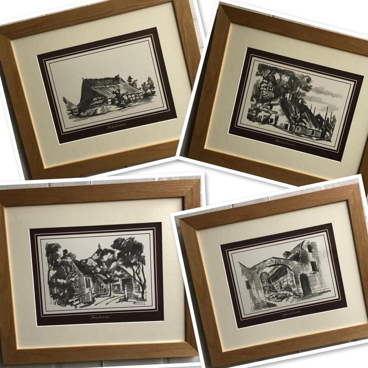 Jan Gierveld boerderijen schilderijen., Antiek en Kunst, Kunst | Schilderijen | Klassiek, Ophalen