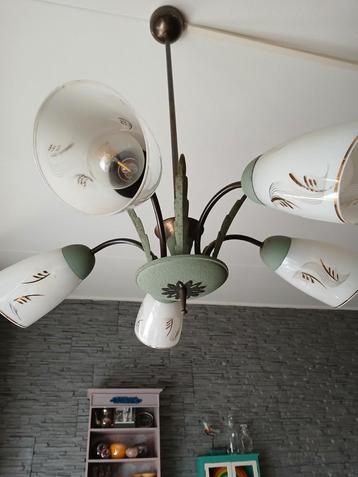 Vintage Plafondlamp met 5 Armen met 5 kelken   beschikbaar voor biedingen