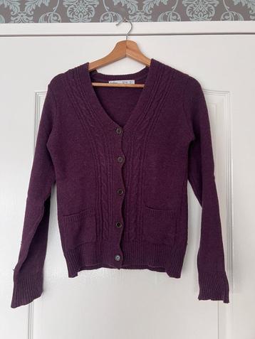 Zara paars wollen V-hals vestje S  beschikbaar voor biedingen