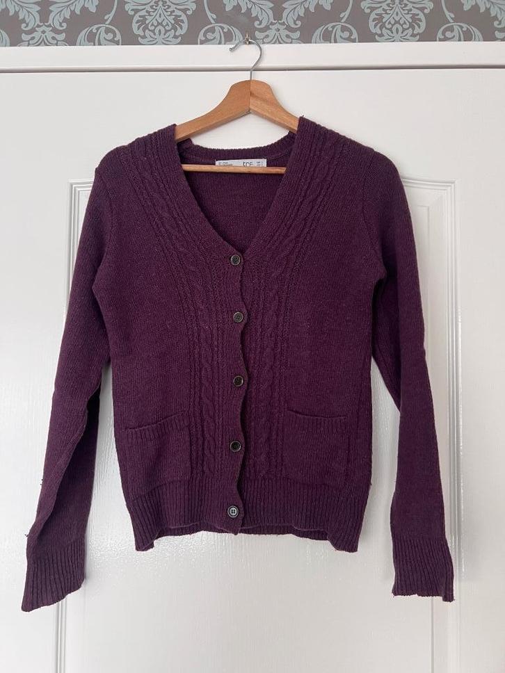 Zara paars wollen V-hals vestje S, Kleding | Dames, Truien en Vesten, Zo goed als nieuw, Maat 36 (S), Paars, Ophalen of Verzenden