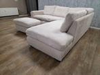 GRATIS BEZORGEN | PRACHTIG BEIGE RIBSTOF HOEKBANK, Info@banxtel.nl, Ribstof Hoekbank, Verzenden, Hoekbank