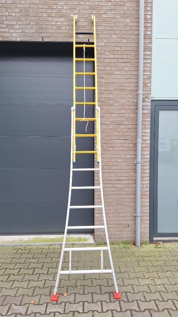Piret 2 delige ladders 2x9 treden POLYESTER bovenstuk! NIEUW, Doe-het-zelf en Verbouw, Ladders en Trappen, Nieuw, 4 meter of meer