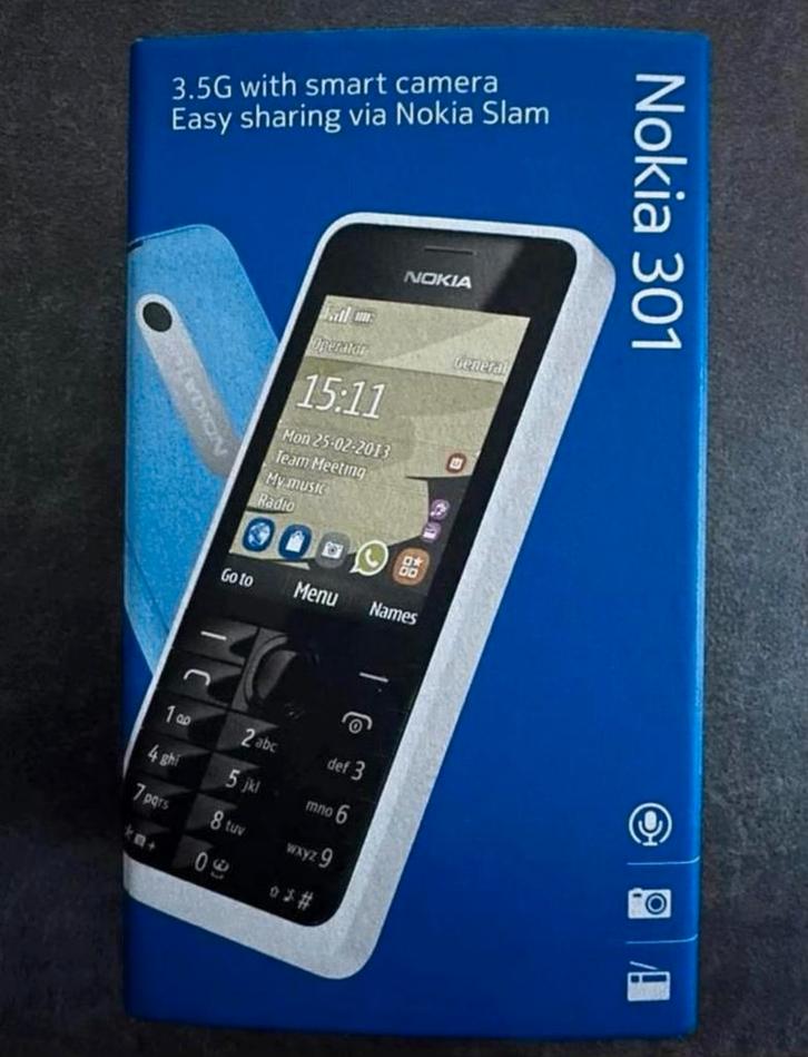 Nokia 301 – nieuw in gesealde verpakking, Telecommunicatie, Mobiele telefoons | Nokia, Zo goed als nieuw, Fysiek toetsenbord, Zwart