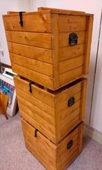 3 houten kisten, met handvatten en hang- en sluitwerk, Ophalen, Minder dan 50 cm, 50 tot 100 cm, Zo goed als nieuw