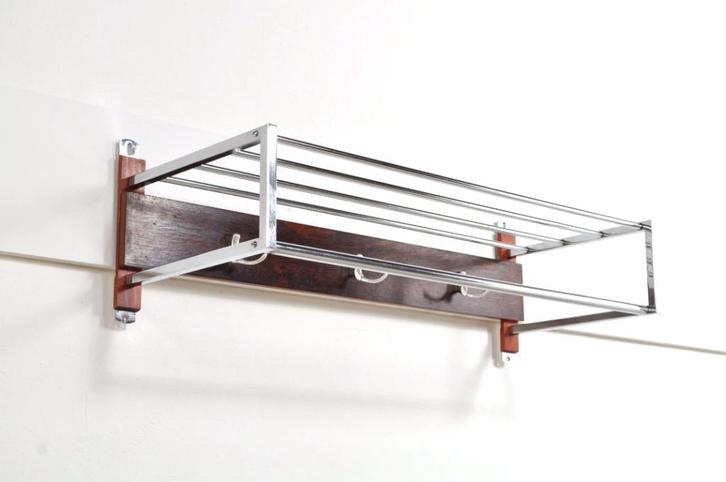 Vintage wandkapstok kapstok verchroomd hoedenplank jaren 60, Huis en Inrichting, Woonaccessoires | Kapstokken, Gebruikt, Wandkapstok