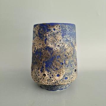 Vintage West-Duitse Fat Lava vaas. Ruscha 808-2 blauw beschikbaar voor biedingen