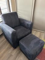 Blauwe/grijs, fauteuil met voetenbank, Ophalen, Gebruikt, Stof, 75 tot 100 cm