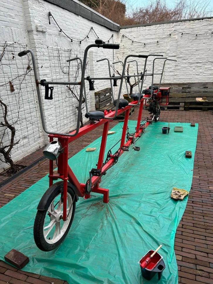 Tandem - 5 persoons superTamdem met Brommermotor!, Fietsen en Brommers, Fietsen | Tandems, Gebruikt, Minder dan 10 versnellingen