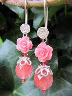 Oorbellen Roswitha aardbeikwarts-koraal zilver, Ophalen, Nieuw