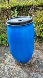 Regenton blauw met kraan en deksel, compleet., 150 liter of meer, Ophalen, Gebruikt