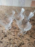 6 Vintage Ijscoupes van Glas, Glas of Glazen, Ophalen of Verzenden, Overige stijlen, Glas
